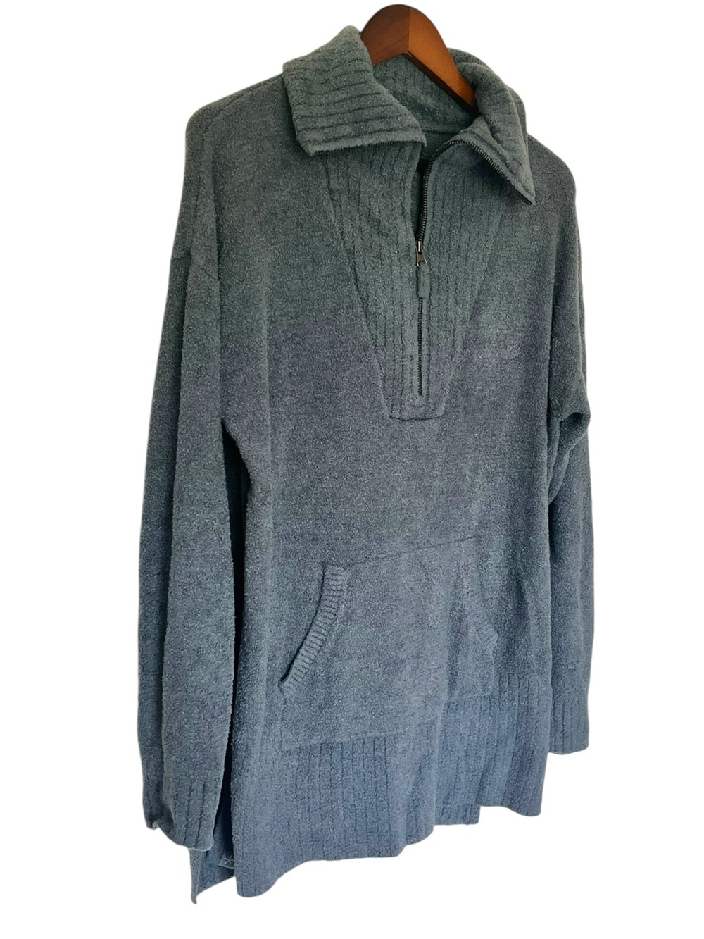 Barefoot Dreams CozyChic Lite Wedgewood Blue 1/2 Zip Tunic Sweater Size Large